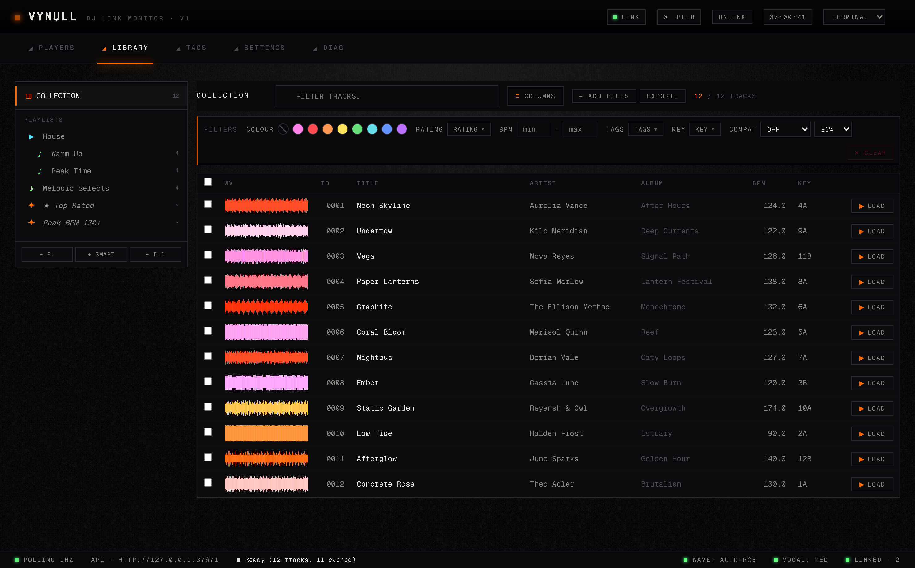 Vynull web UI — browser library manager